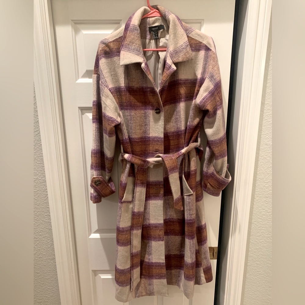 Forever 21 Plaid Belted Duster Jacket
